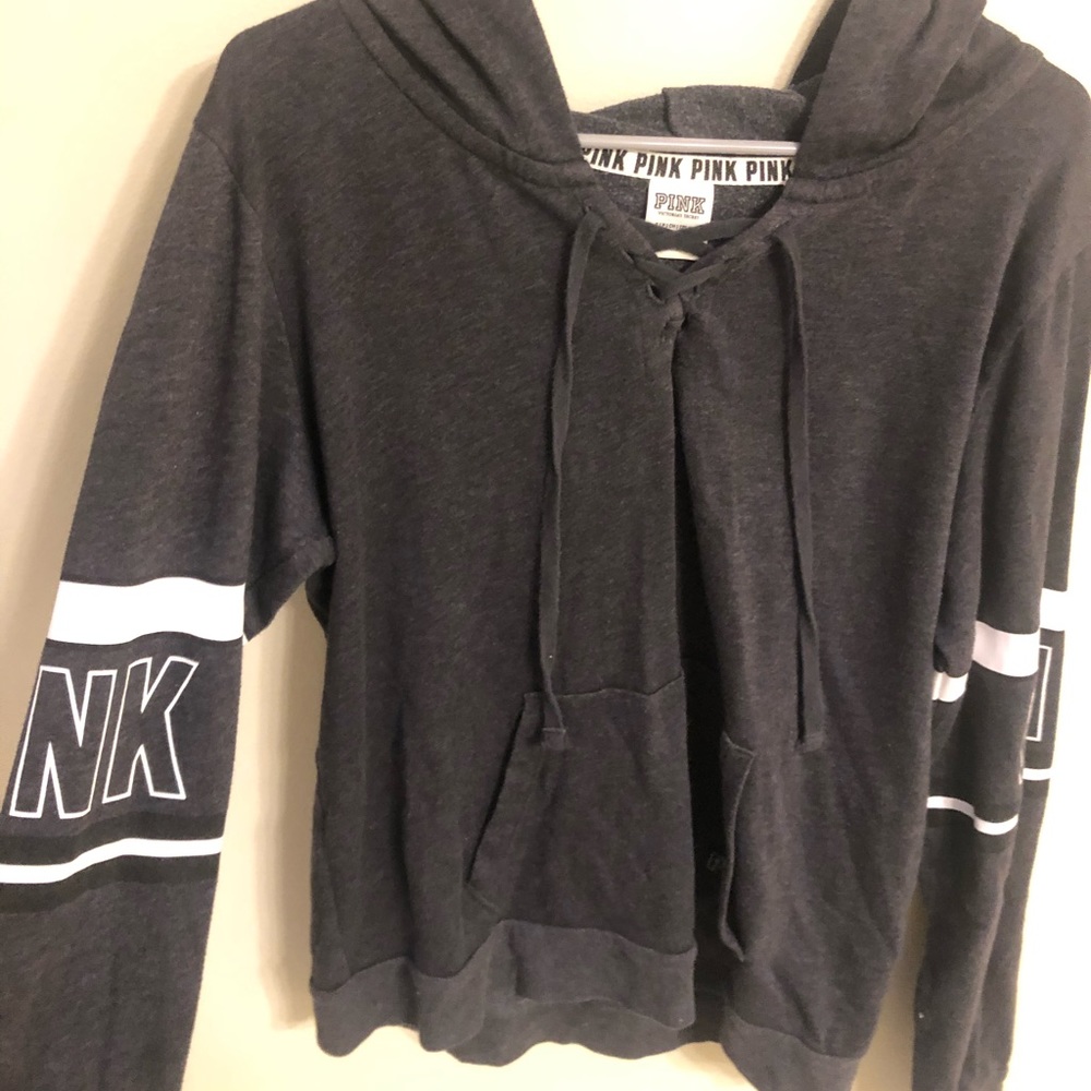 Pink criss cross hoodie